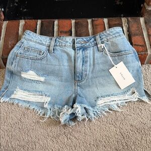 Cello Light Blue Frayed Jean Shorts